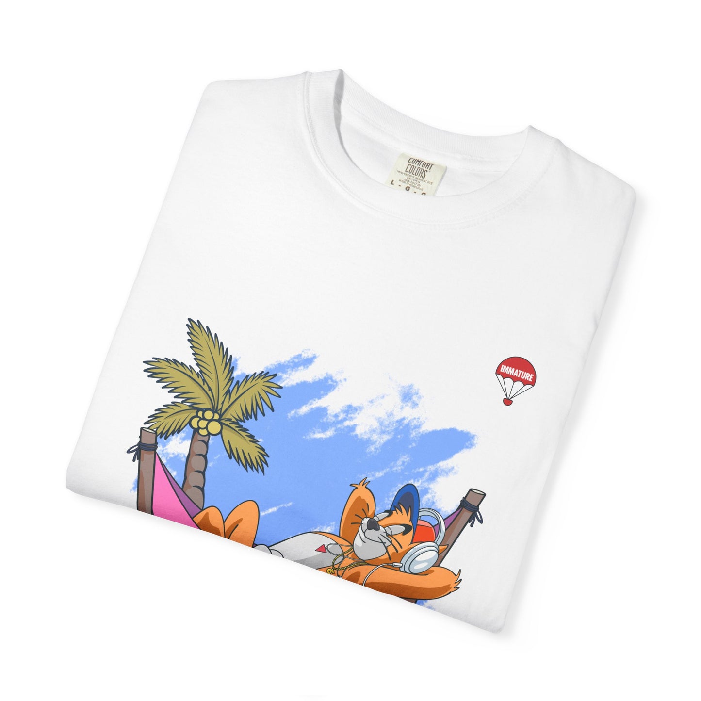 Chill Vibes T-Shirt, Unisex Relaxation Tee, Beach Day T-Shirt, Fun Summer Apparel, Cartoon Hammock Tee