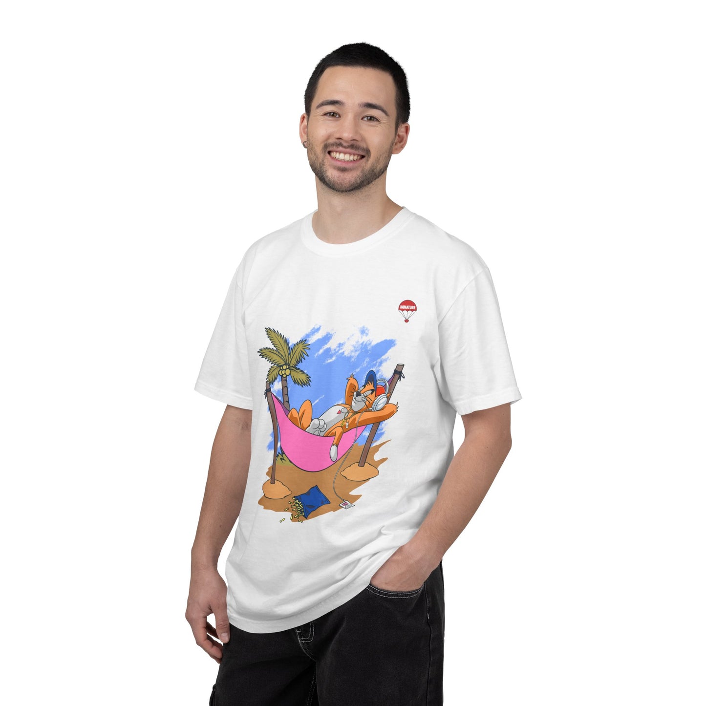 Chill Vibes T-Shirt, Unisex Relaxation Tee, Beach Day T-Shirt, Fun Summer Apparel, Cartoon Hammock Tee