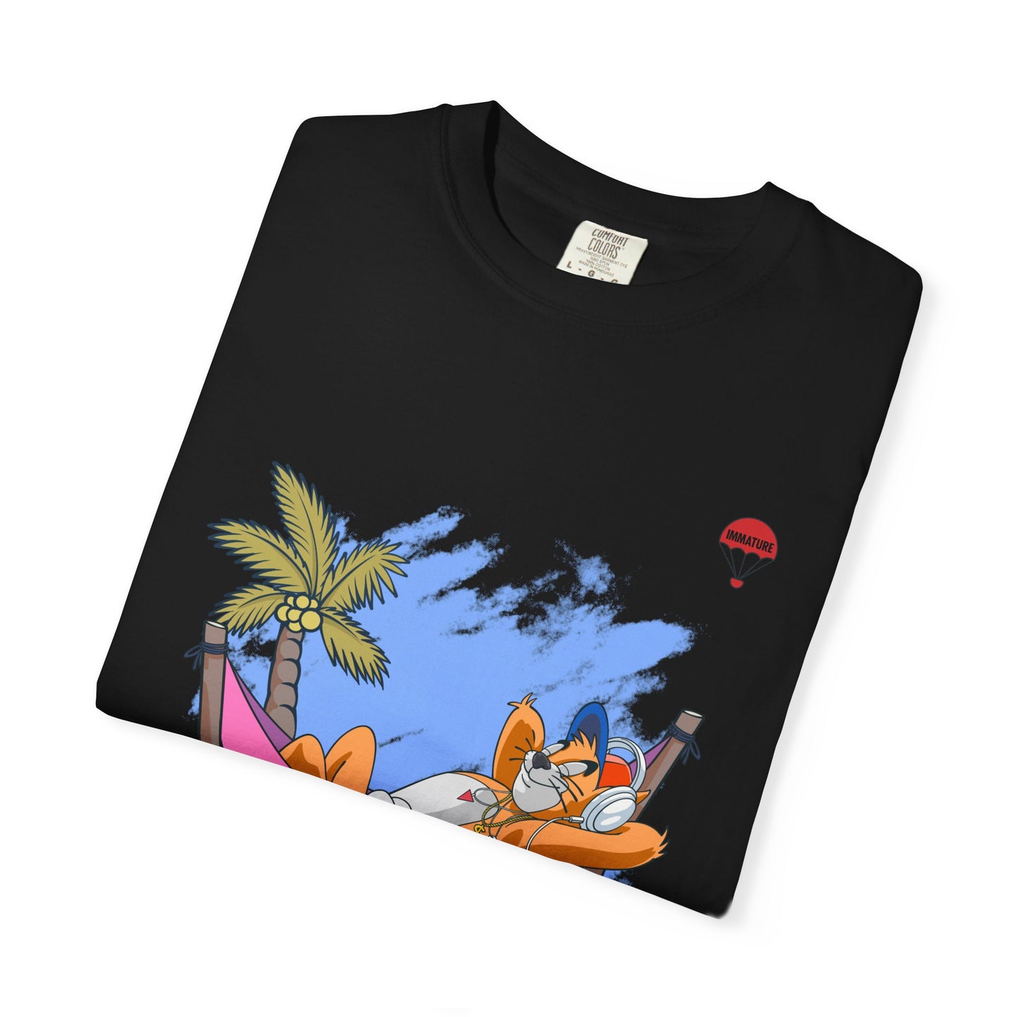 Chill Vibes T-Shirt, Unisex Relaxation Tee, Beach Day T-Shirt, Fun Summer Apparel, Cartoon Hammock Tee